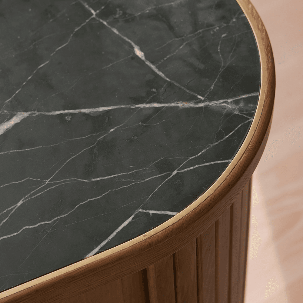 Nora Tambour Bar, Oak & Dark Marble