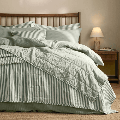 Image showing the Hebden Quilted Stripe 100% Cotton Bedspread product.