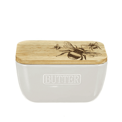 Image showing the Bee Butter Dish, White product.