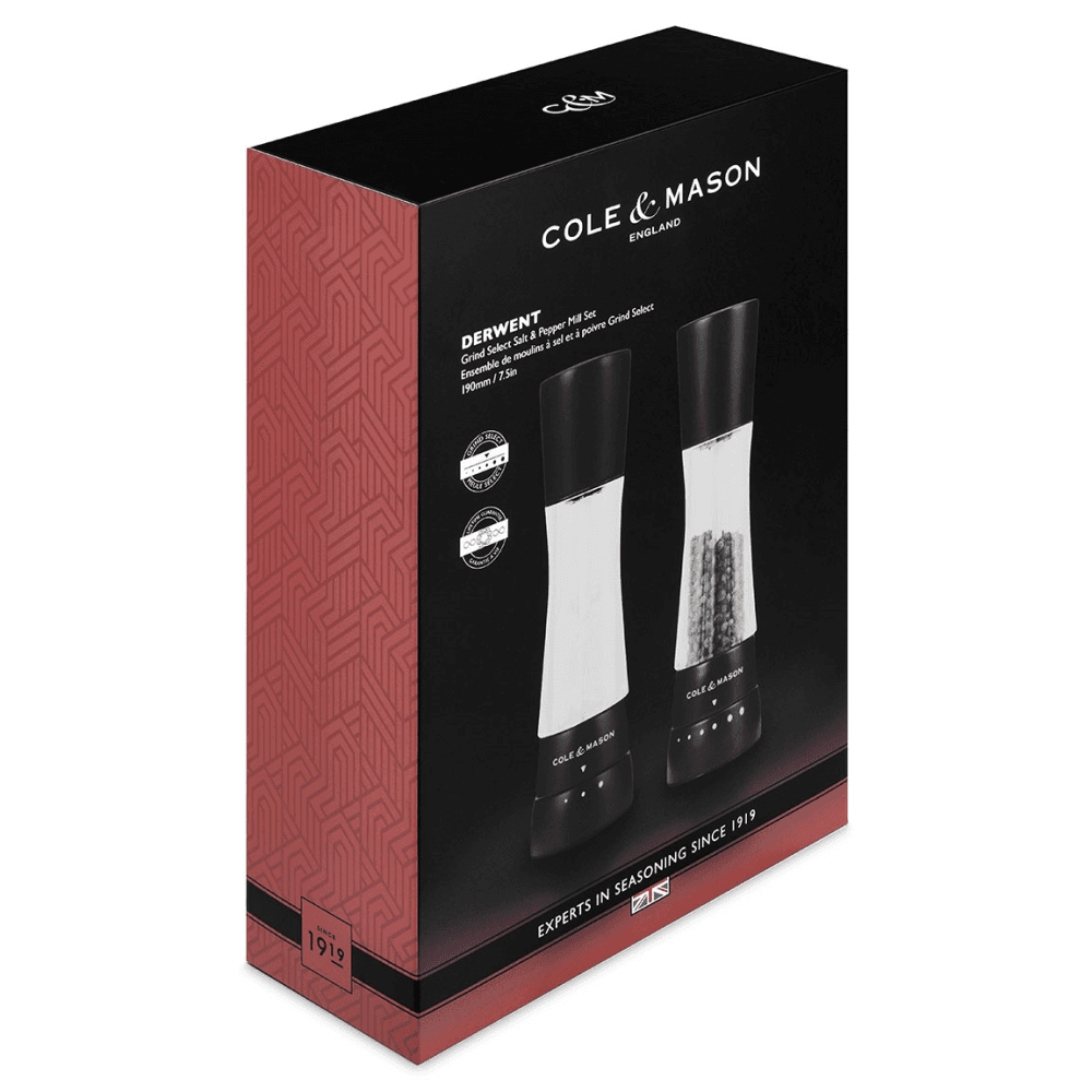 Derwent Salt & Pepper Mill Set, Matt Black