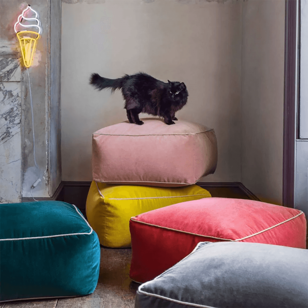 Velvet Pouffe, Teal