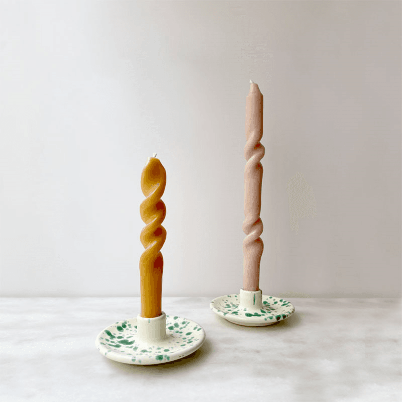 Splatter Candle Holder, Pistachio