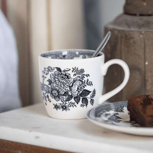 Image showing the Asiatic Pheasants Osbourne Mug, Black & White product.