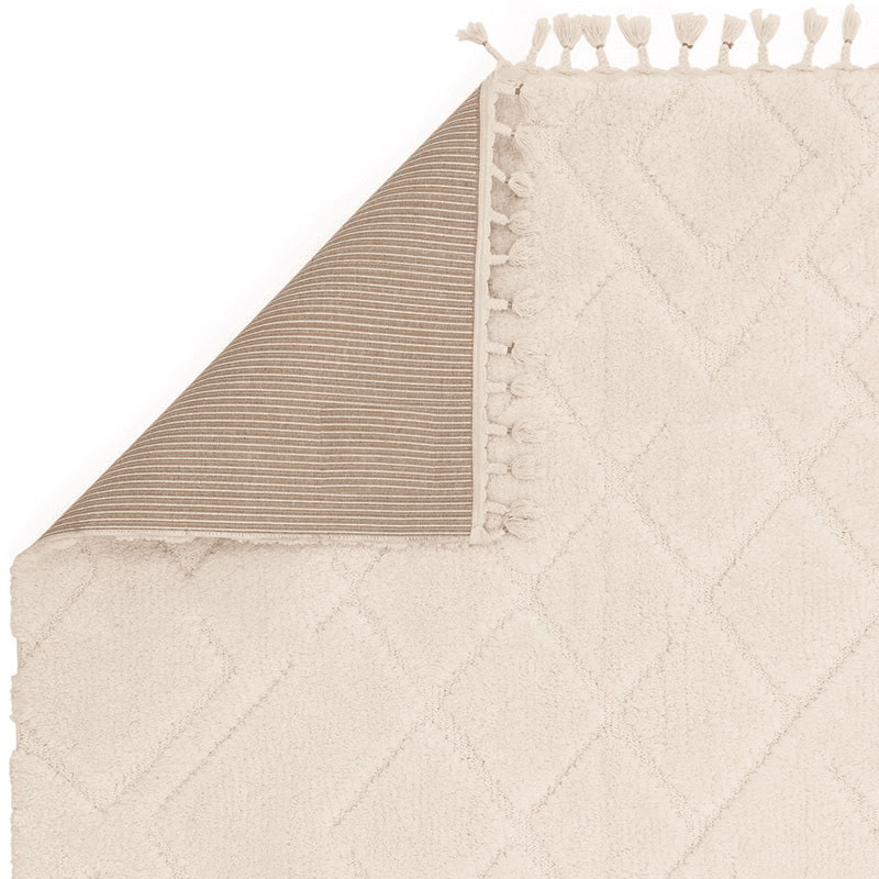 Arianna vanilla shaggy moroccan rug, 200 x 290cm, Cream