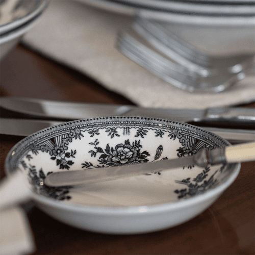 Image showing the Asiatic Pheasants Butter Pat, Black & White product.