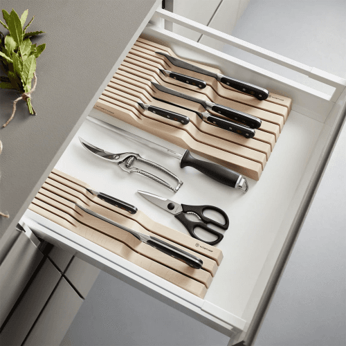 Image showing the Hornbeam 7-slot In-Drawer Knife Organiser, Beech product.