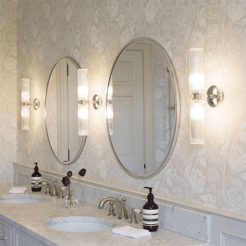 Claremont  Flutted Glass Wall Light, H40cm, Polished Nickel