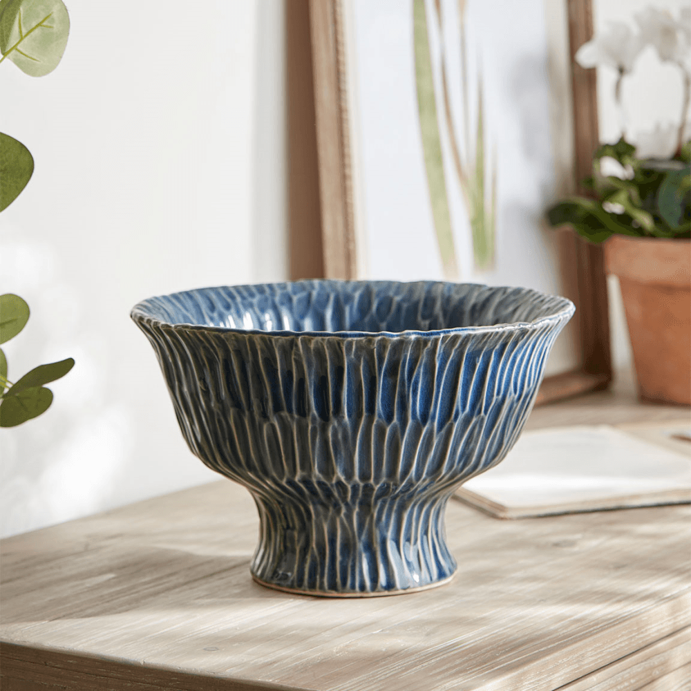 Standing Glazed Bowl, Blue