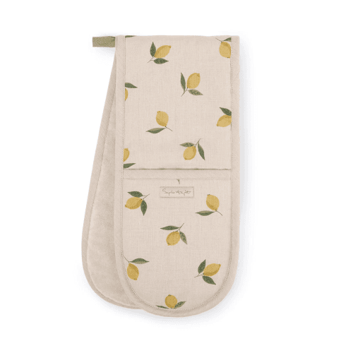 Image showing the Lemons Double Oven Glove, Natural product.