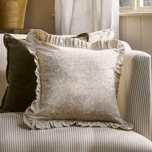 Image showing the Indira Hand Block Printed Cushion Cover, Neutral product.