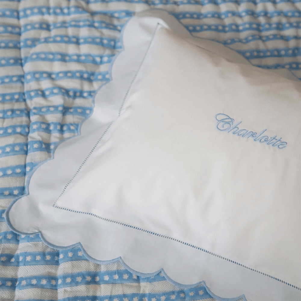 Scallop Baby Boudoir Pillow, Blue
