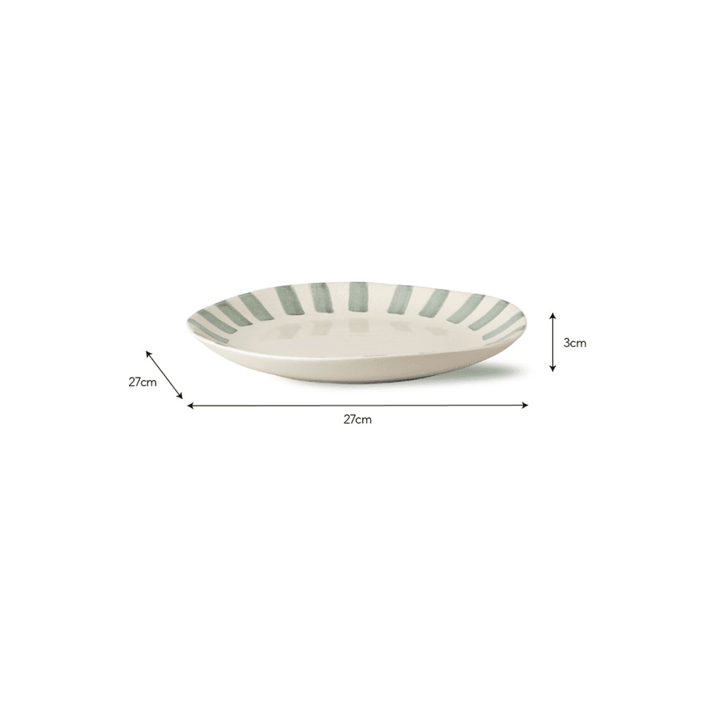 Cranwell Stripe Edge Dinner Plate, Fern