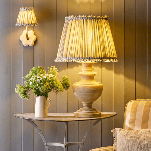 Image showing the Empire Bloomer Shade, 20cm, Blue Ticking Linen product.