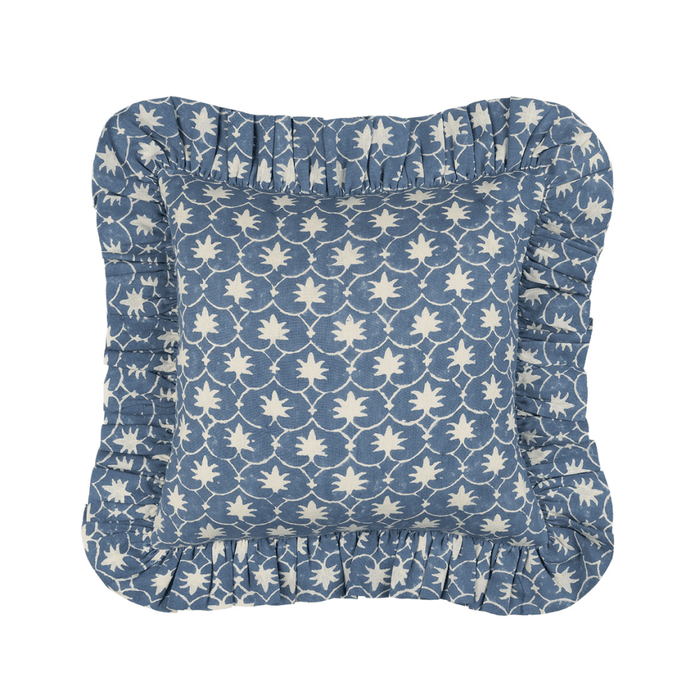 Palm Grove Linen Frilly Cushion