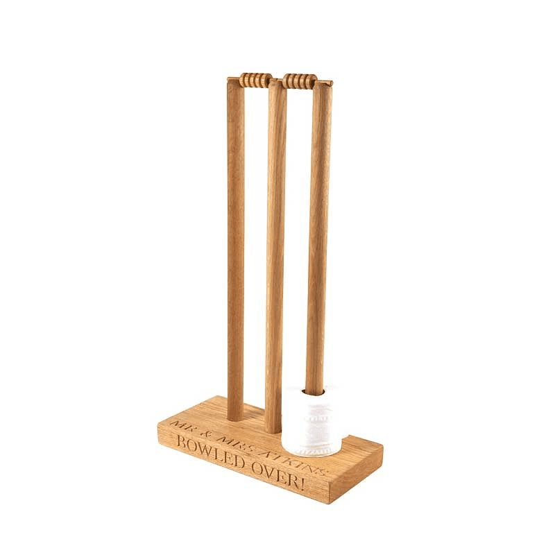 Cricket Wicket Personalised loo roll holder, 70 x 40 x 20cm, Oak