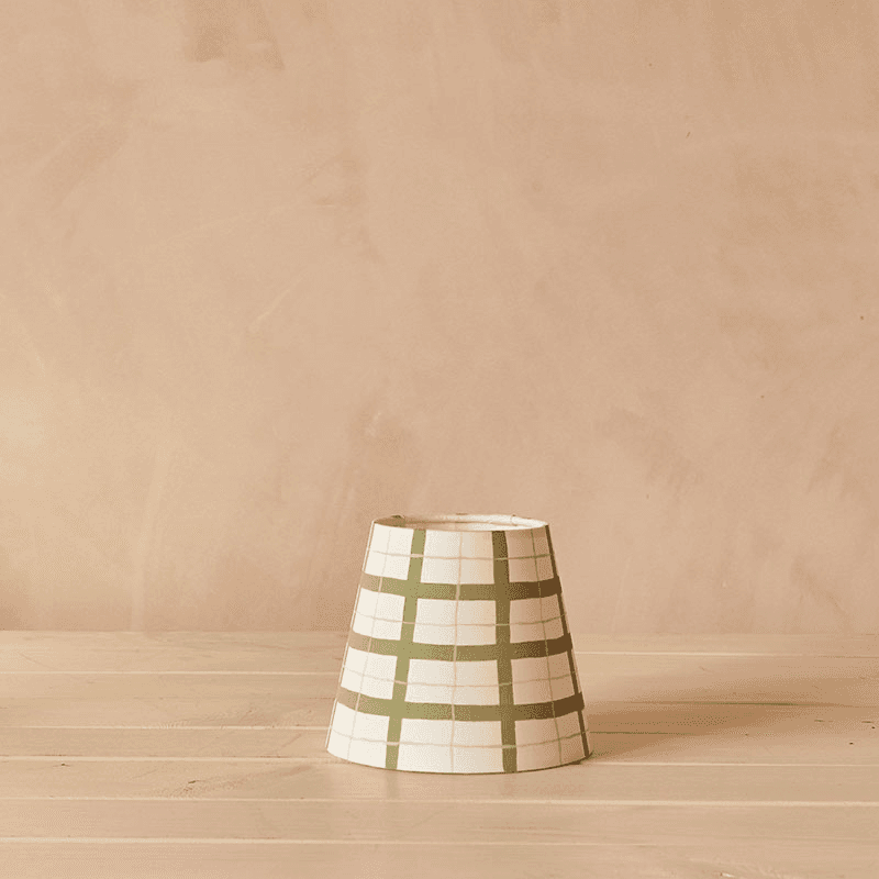 Hum London Gingham Lampshade, 40cm, Mossy Green