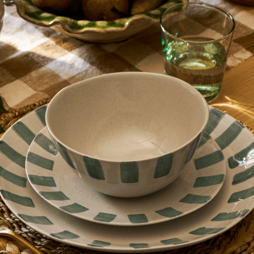 Image showing the Cranwell Stripe Edge Bowl, Fern product.