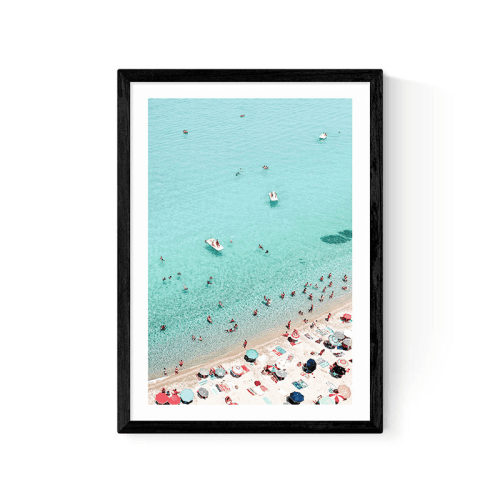 Image showing the Sisi and Seb Beach Scene Print, Black Frame product.