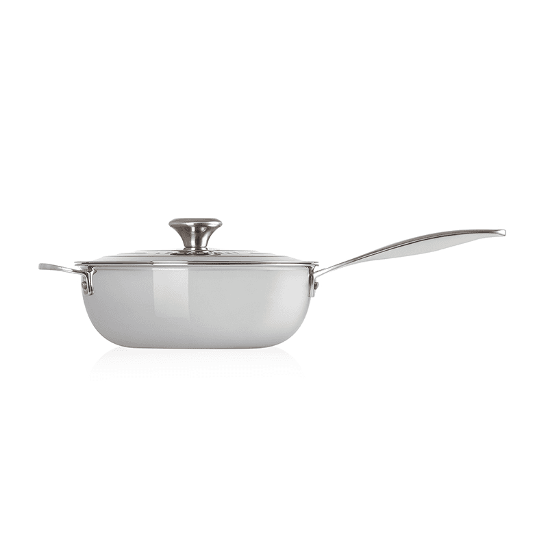 Signature Uncoated Chef's pan with lid, Stainless Steel