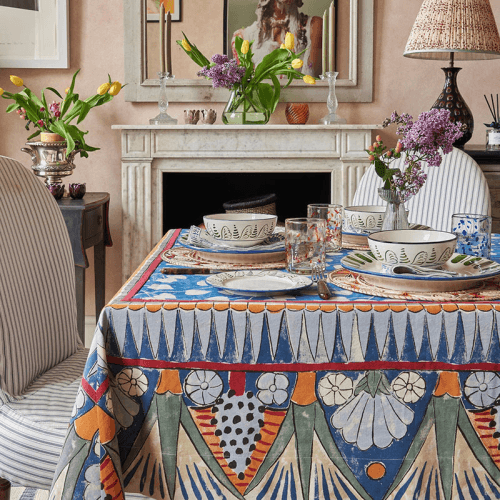 Image showing the Faiza Tablecloth, Blue/Green product.
