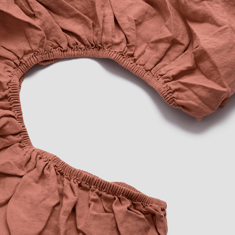 Linen Fitted Sheet, King, Warm Clay