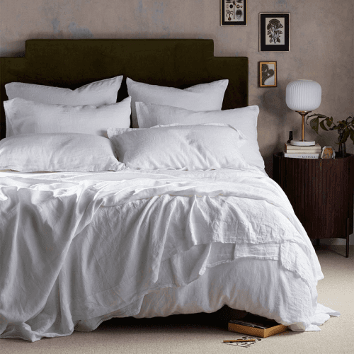 Image showing the Linen Duvet Cover, Super King, White product.