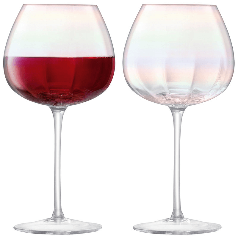 Pearl Red Wine Glasses Set of 2, Mother of Pearl