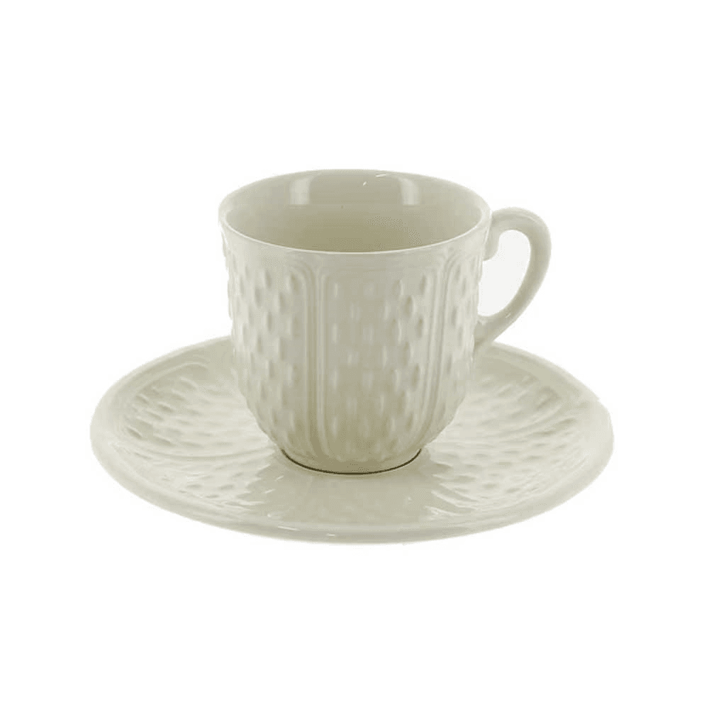 Gien- Pont aux Choux Blanc, Espresso Cup & Saucer, Set of 2