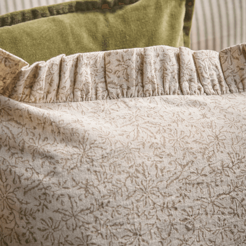 Image showing the Indira Hand Block Printed Cushion Cover, Neutral product.