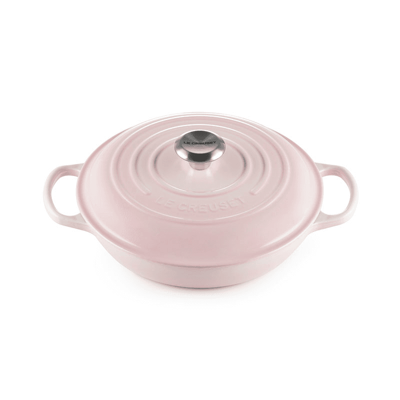 Signature Cast Iron Shallow Casserole, 30cm, Shell Pink