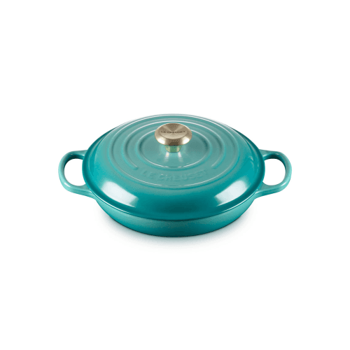 Image showing the Signature Cast Iron Shallow Casserole, 26cm, Bleu Riviera product.