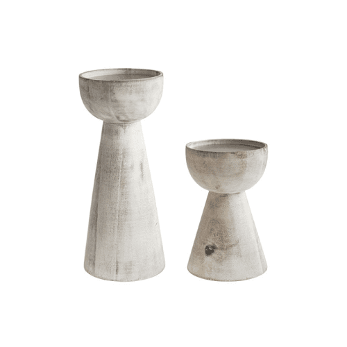 Image showing the Padstow Set of 2 Candle Holders, White Wash product.