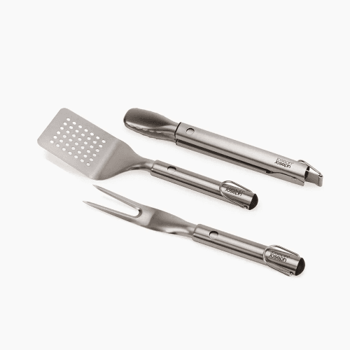 Image showing the GrillOut 3 Piece BBQ Set, 4.7 x 20.8 x 49 cm, Stainless Steel product.