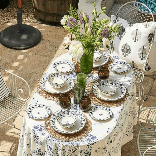 Image showing the Chintamani Ceramic Bowl, Shallow, Blue and Green product.