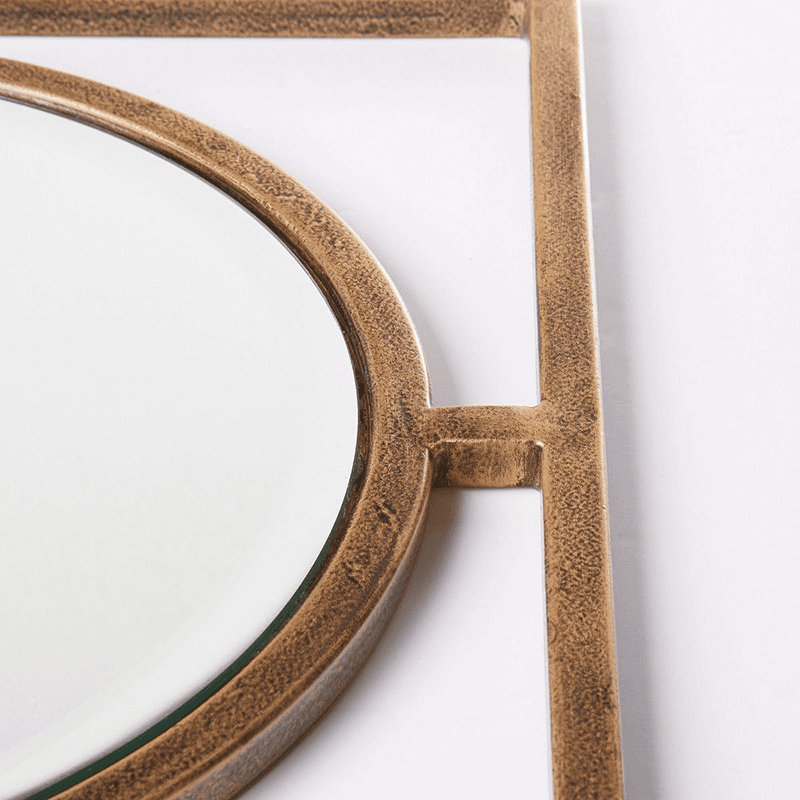 Circle link Mirror, Antique Gold