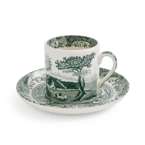 Image showing the Heritage Italian Set of 4 Espresso Cups & Saucers, 90ml, Green product.
