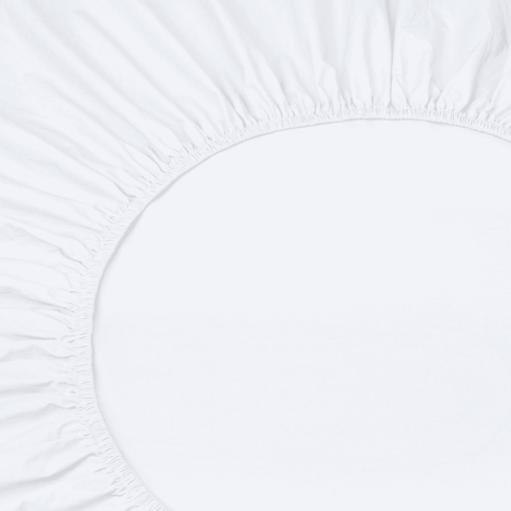 Washed Cotton Percale Fitted Sheet, White