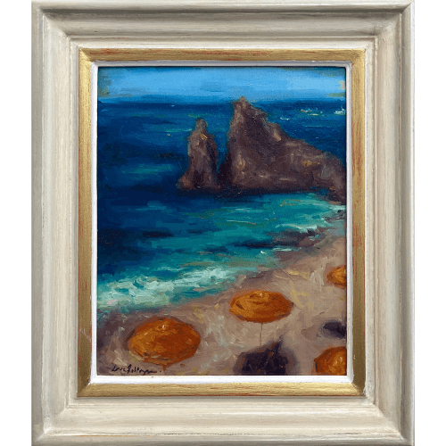 Image showing the Overlooking The Beach And Rocks Framed Oil Painting, 34 x 31cm product.