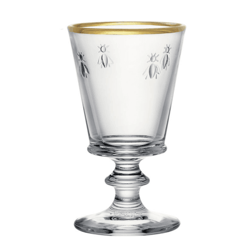 Image showing the Bee Set of 4 Wine Glasses, Clear with Gold Rim product.