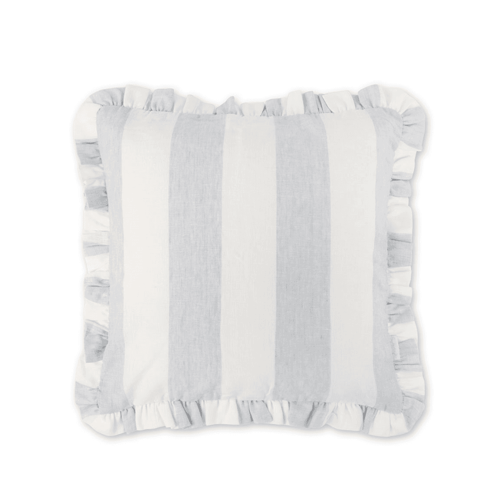 Witham Stripe Frill Edge Cushion, Light Blue