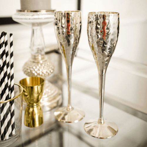 Image showing the Hammered Set of 2 Champagne Goblets, Silver product.