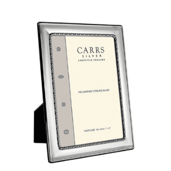Image showing the Photoframe, Oval & Round Bead, Sterling Silver, 7" x 5" product.