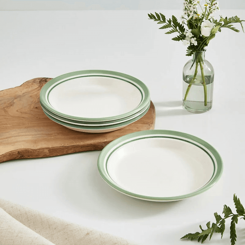 Potter's Stripe Set of 4 Salad Plates, D21.5cm, Green