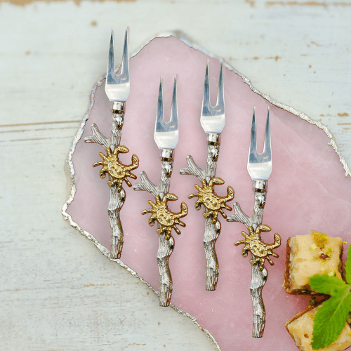 Image showing the Crab Set of 4 Cake Forks, Silver product.