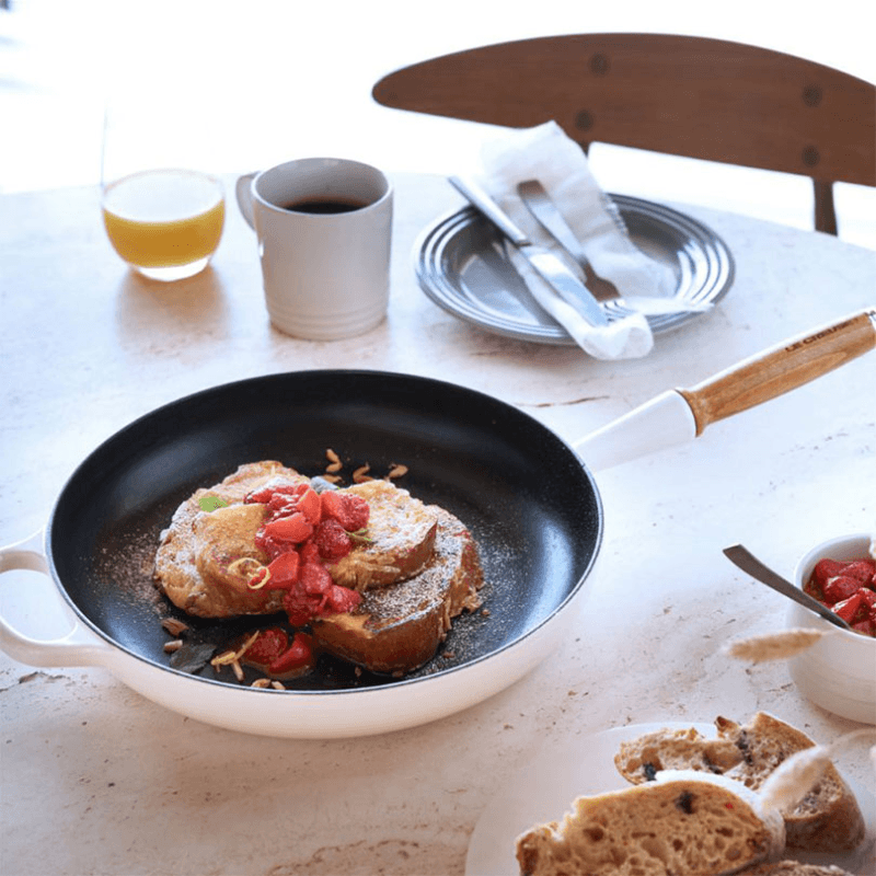 Signature Cast Iron Frying Pan with Wooden Handle