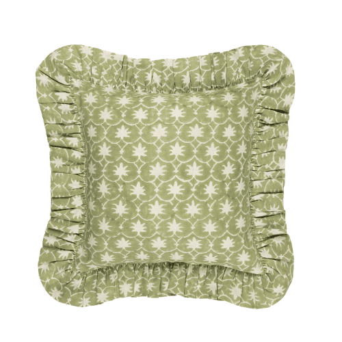 Image showing the Palm Grove Linen Frilly Cushion product.