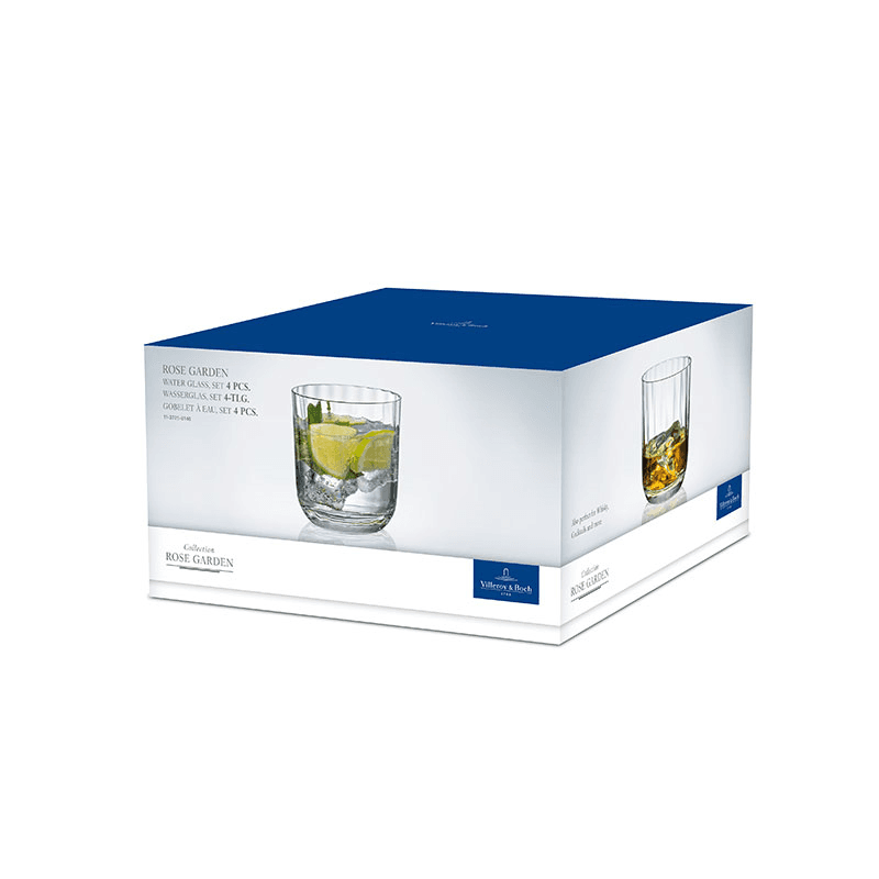 Rose Garden Water Glass Set of 4, Clear