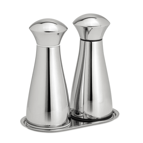 Image showing the Signature Bright Salt & Pepper Mill & Tray Set, Stainless Steel product.