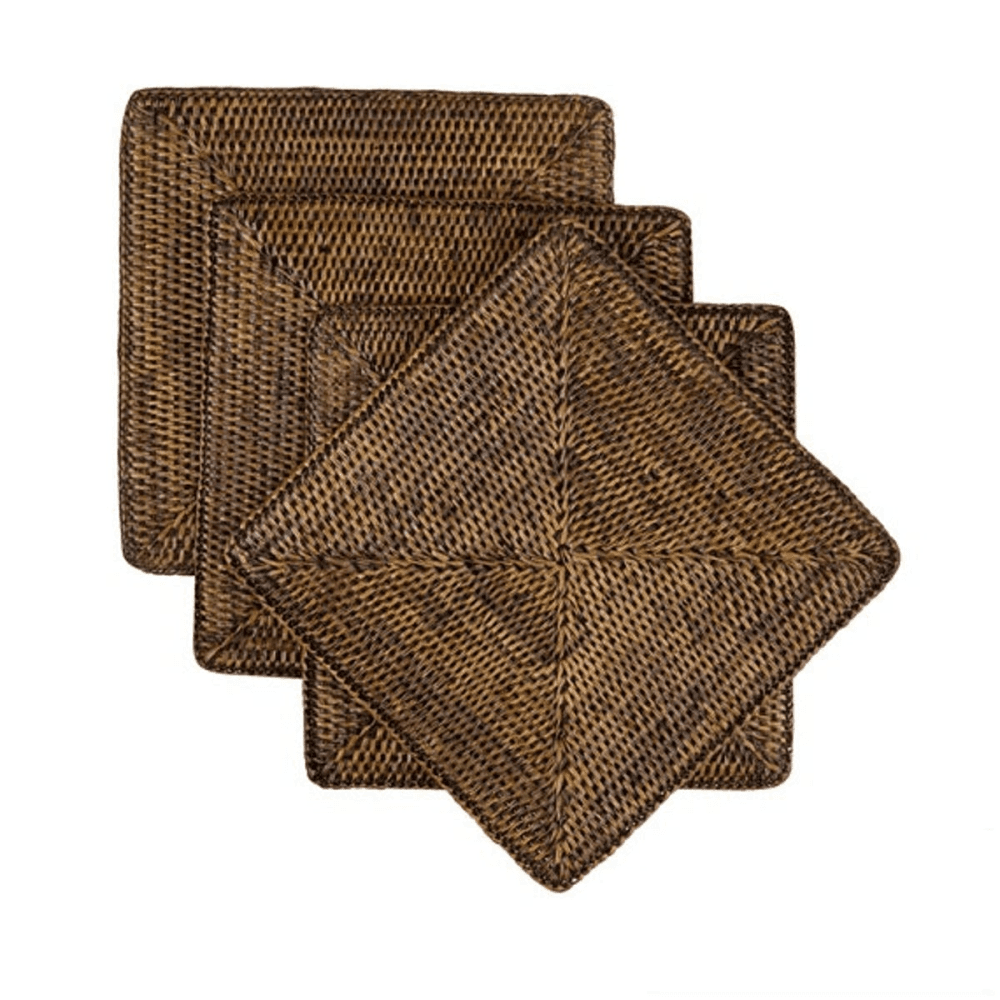 Rattan Set of 4 square placemats, W22 x D22cm