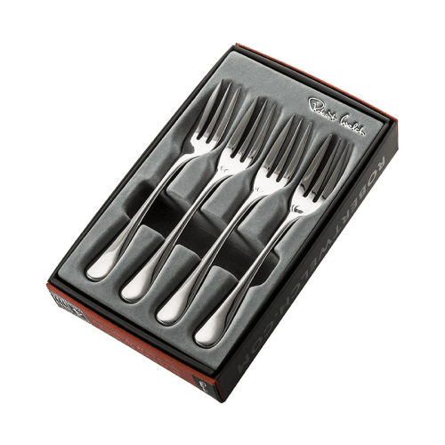 Image showing the Radford Bright 4 Piece Pastry Fork Set, Stainless Steel product.